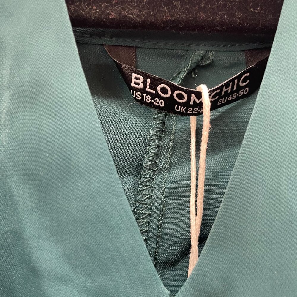 NWT 2X, 18-20 Bloomchic Plain Keyhole Pocket Belted Ruffles Dress - Picture 8 of 9